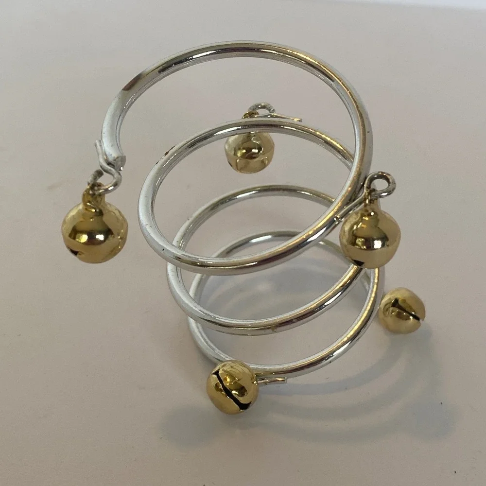 Spiral Napkin Rings OS Silver Gold Excellent Jingle Bell Set of 4 Dining Table